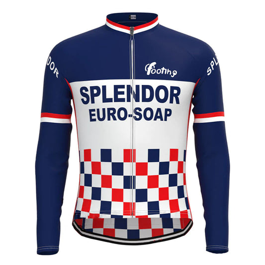 SPLENDOR Navy Vintage Long Sleeve Cycling Jersey Top