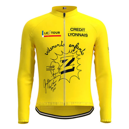 Z Vêtements Yellow Vintage Long Sleeve Cycling Jersey Top