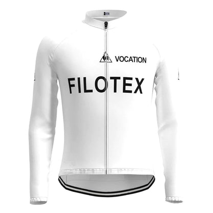 Filotex White Long Sleeve Vintage Cycling Jersey Top