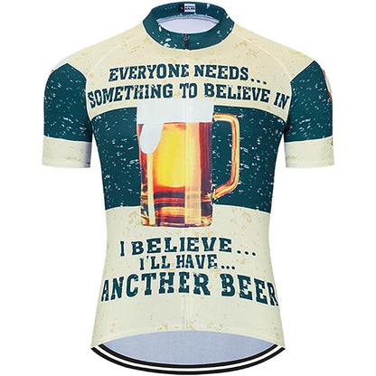 Beer Yellow Men Funny MTB Short Sleeve Cycling Jersey Top