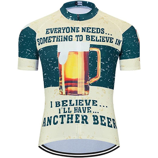 Beer Geel Heren Grappige MTB Fietsshirt Top