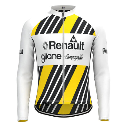 Renault Gitane Yellow Vintage Long Sleeve Cycling Jersey Top