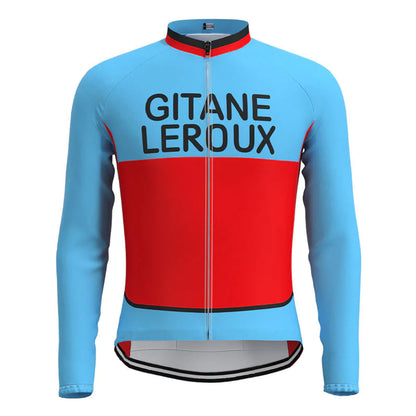 GITANE Leroux Blue Red Long Sleeve Vintage Cycling Jersey Top