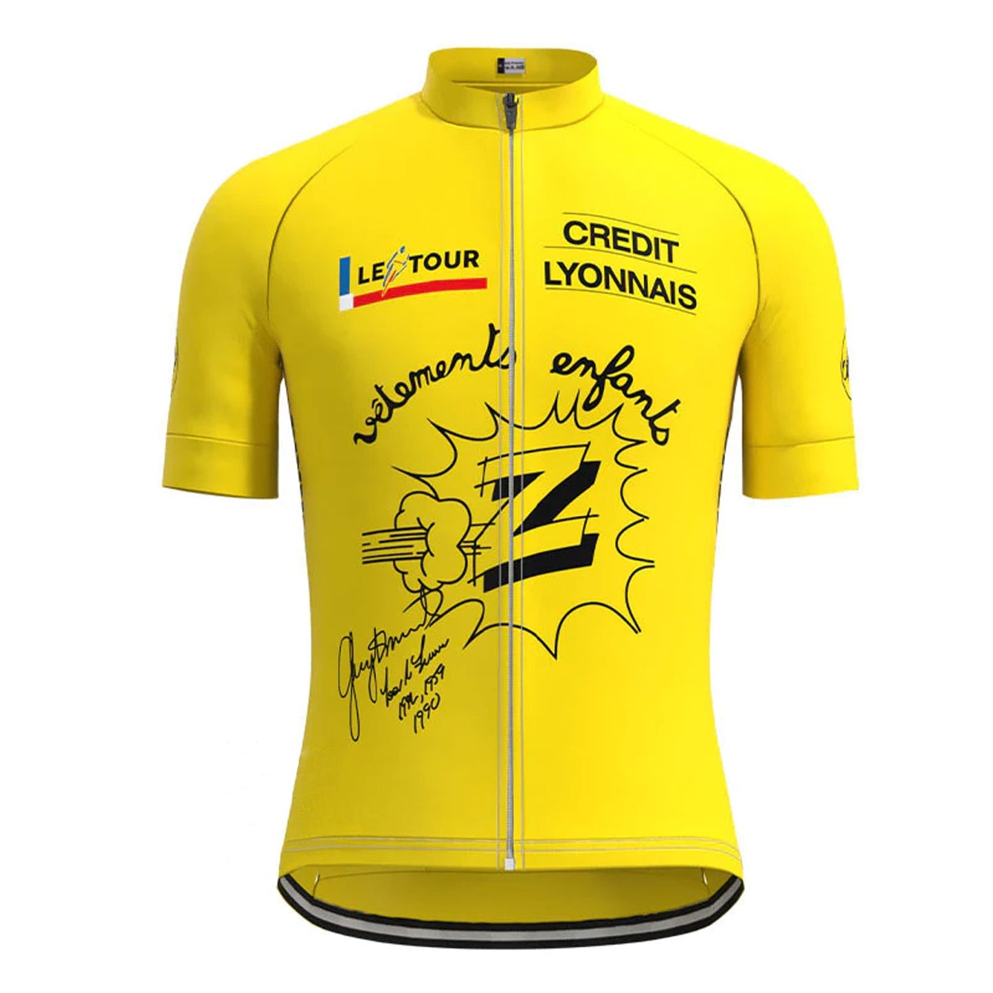 Crédit Agricole Z Vêtements Yellow Vintage Short Sleeve Cycling Jersey Matching Set