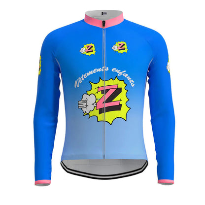 Z Vêtements Blue Vintage Long Sleeve Cycling Jersey Top