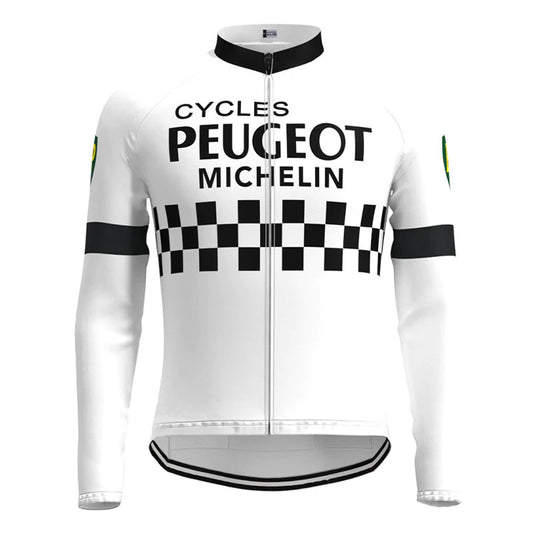 Peugeot White Vintage Long Sleeve Cycling Jersey Top