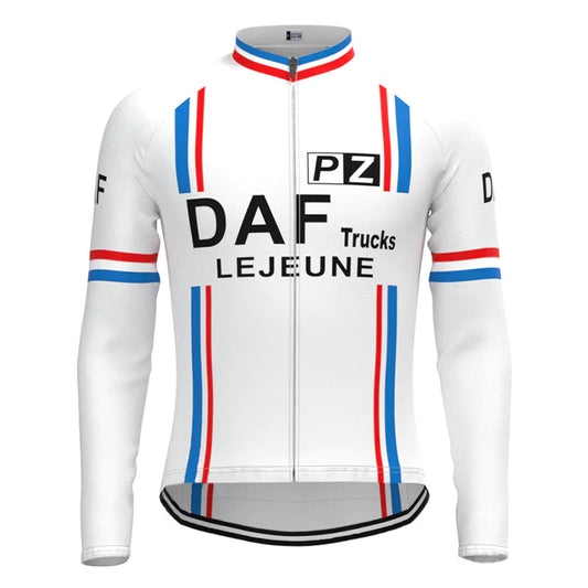DAF Trucks White Vintage Long Sleeve Cycling Jersey Top