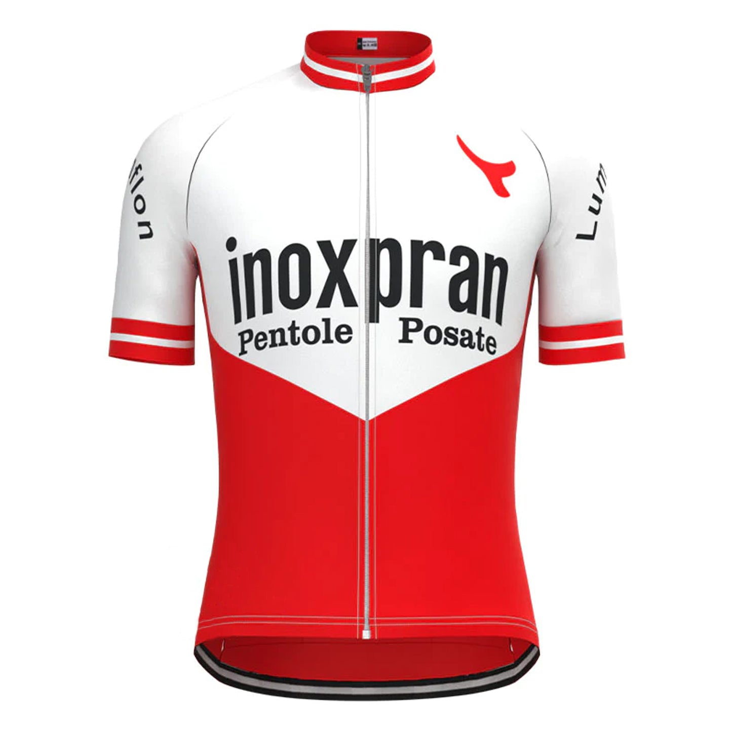Inoxpran White Red Vintage Short Sleeve Cycling Jersey Top