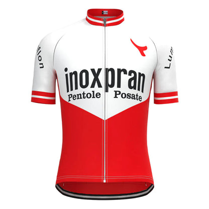 Inoxpran White Red Vintage Short Sleeve Cycling Jersey Top
