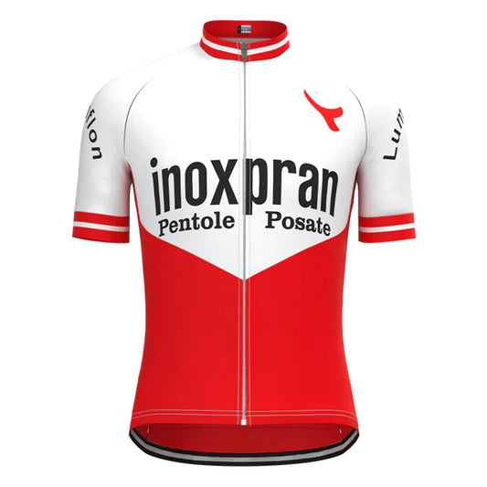Inoxpran White Red Vintage Short Sleeve Cycling Jersey Top