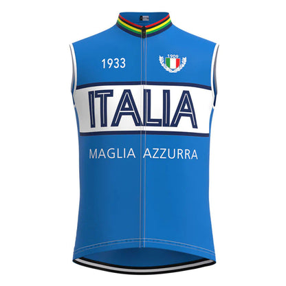 Maglia Azzurra Italia Blue Retro MTB Cycling Vest
