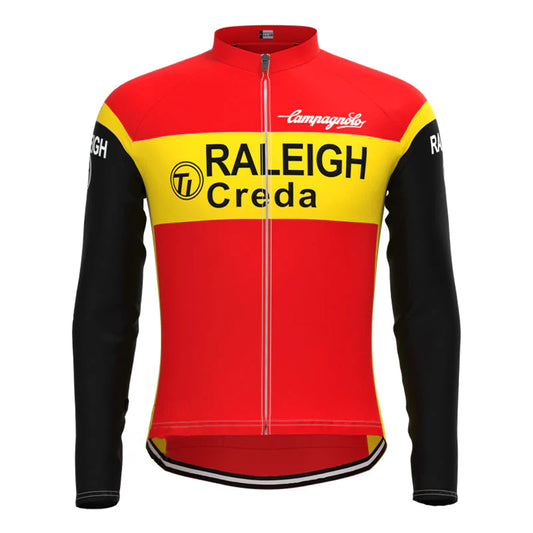 TI RALEIGH Red Vintage Long Sleeve Cycling Jersey Top