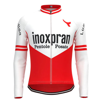 Inoxpran White Red Vintage Long Sleeve Cycling Jersey Top