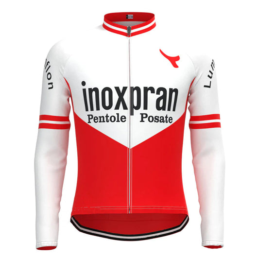 Inoxpran White Red Vintage Long Sleeve Cycling Jersey Top