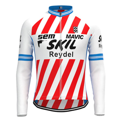 Skil Reydel Sem Mavic Red Stripe Vintage Long Sleeve Cycling Jersey Top