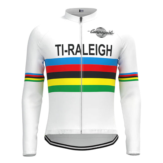 TI Raleigh White Vintage Long Sleeve Cycling Jersey Top