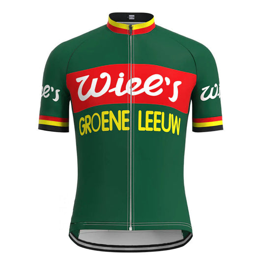 Wiee's Groene Leeuw Green Vintage Short Sleeve Cycling Jersey Top