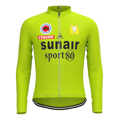 SUNAIR Sport 80 Green Vintage Long Sleeve Cycling Jersey Top