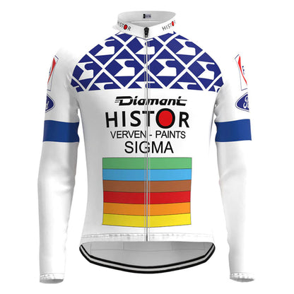 Histor Sigma White Vintage Long Sleeve Cycling Jersey Top