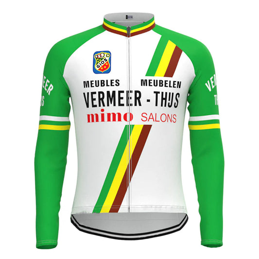 Vermeer Thijs Green Vintage Long Sleeve Cycling Jersey Top
