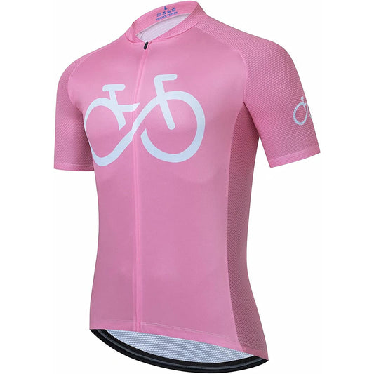 Roze heren grappige MTB-fietsshirt met korte mouwen