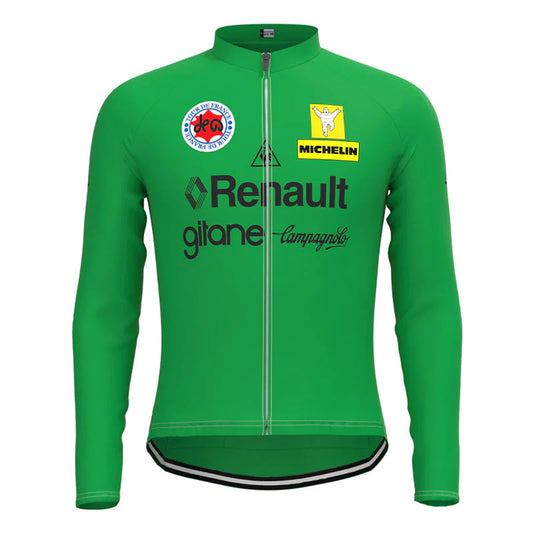Renault Green Vintage Long SleeveCycling Jersey Top