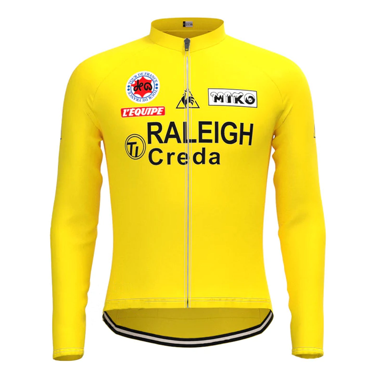TI RALEIGH Yellow Vintage Long Sleeve Cycling Jersey Top