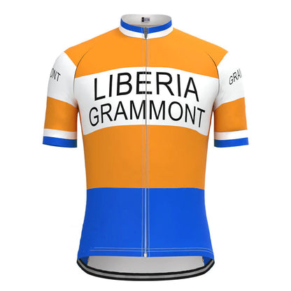 LIBERIA Grammont Orange Vintage Short Sleeve Cycling Jersey Top