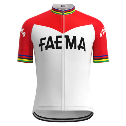 FAEMA White Vintage Short Sleeve Cycling Jersey Top
