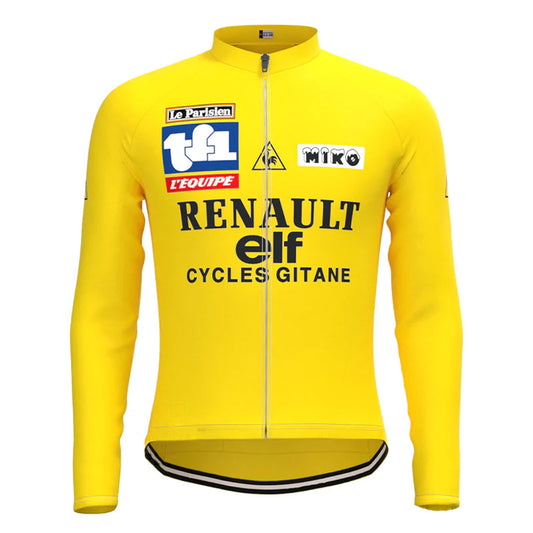 Renault ELF Yellow Vintage Long Sleeve Cycling Jersey Top