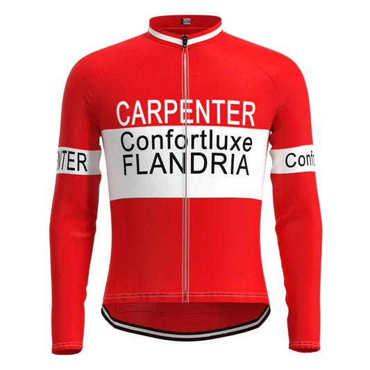 Carpenter Confortluxe Flandria Red Long Sleeve Vintage Cycling Jersey Top