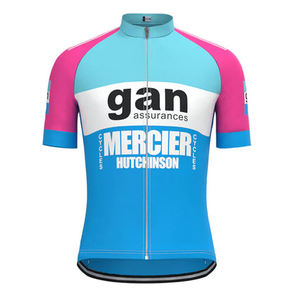 Gan Mercier Hutchinson Blue Pink Vintage Short Sleeve Cycling Jersey Top