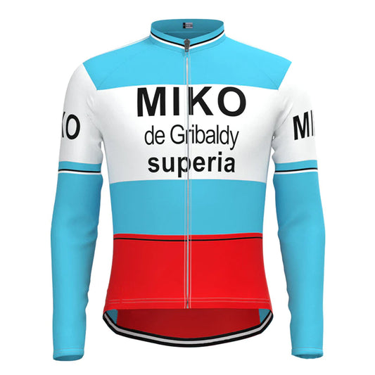 Miko–de Gribaldy Blue White Red Vintage Long Sleeve Cycling Jersey Top