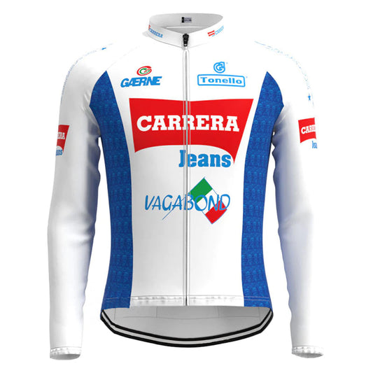 Carrera White Vintage Long Sleeve Cycling Jersey Top