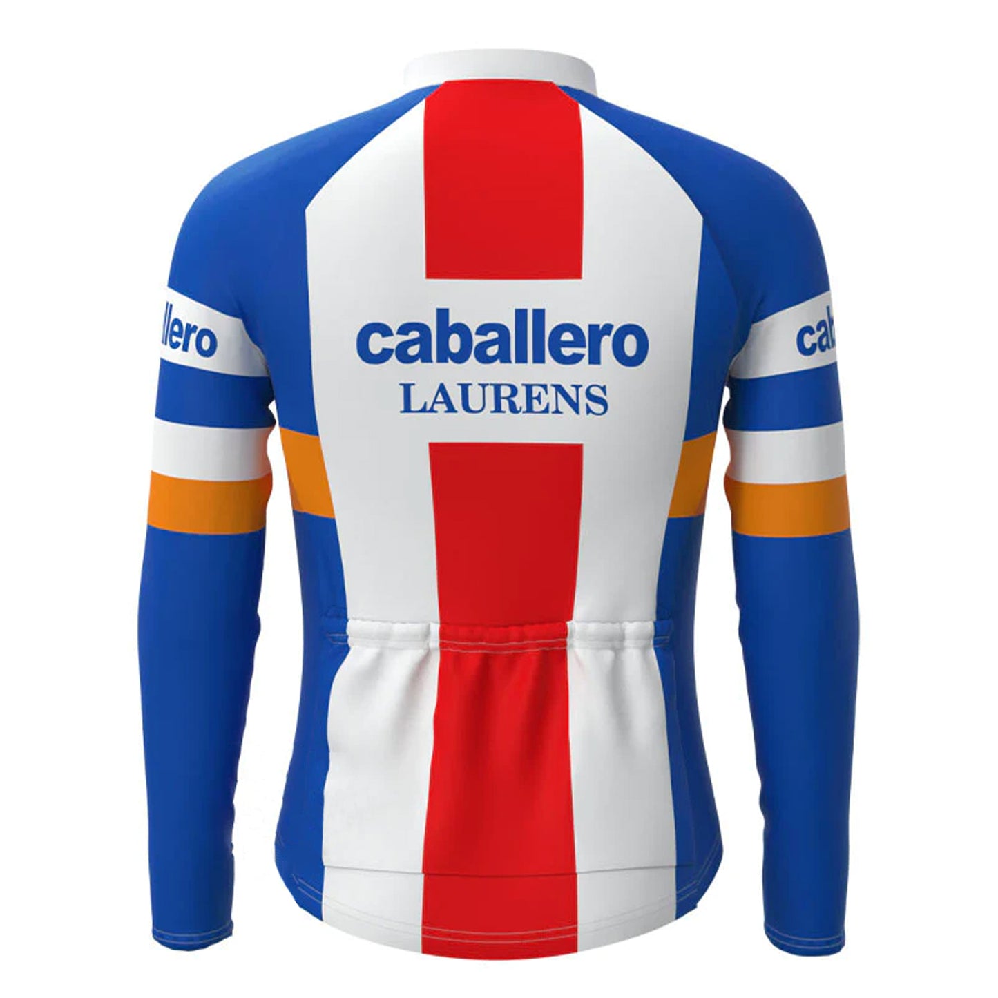 Caballero Blue White Red Vintage Long Sleeve Cycling Jersey Top