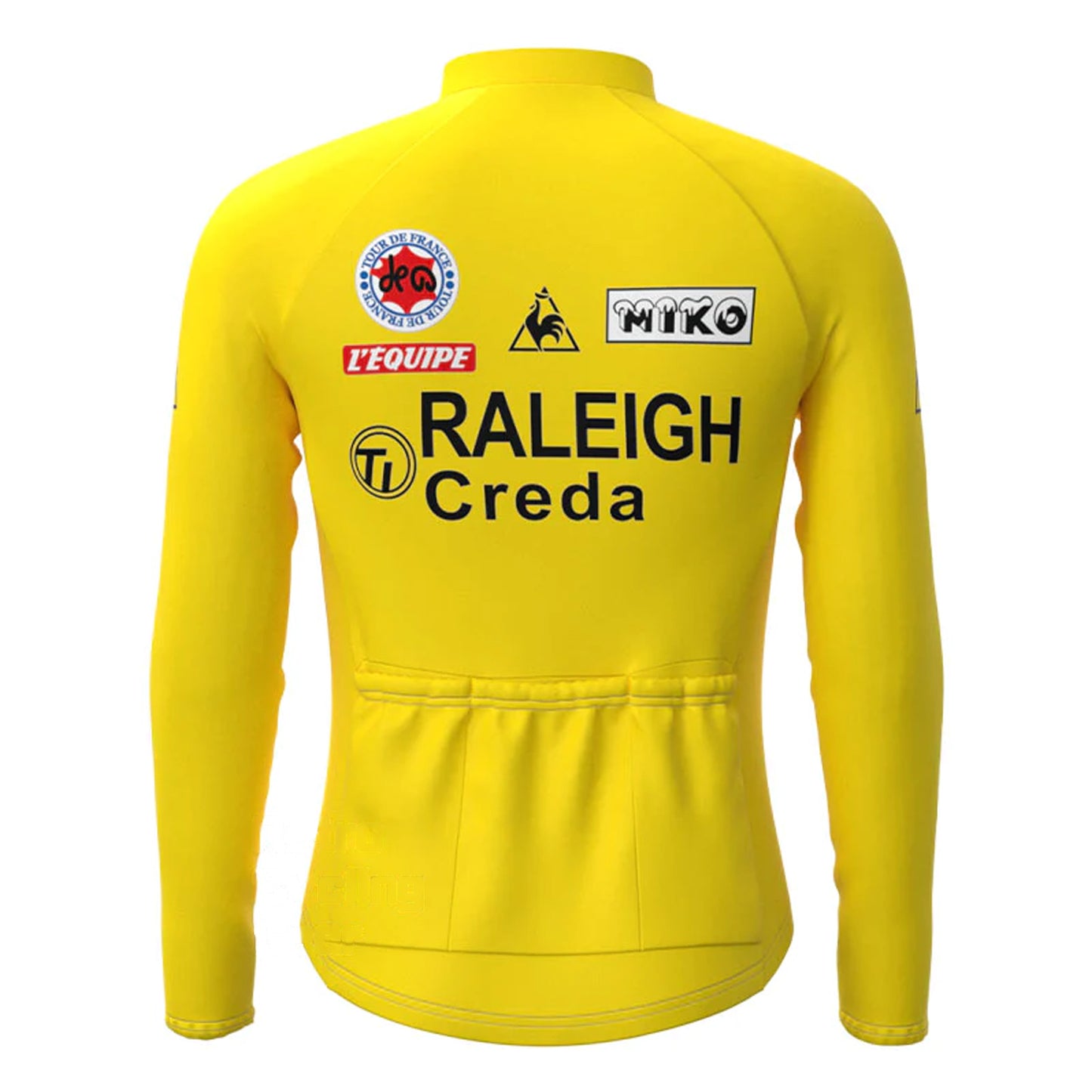 TI RALEIGH Yellow Vintage Long Sleeve Cycling Jersey Top