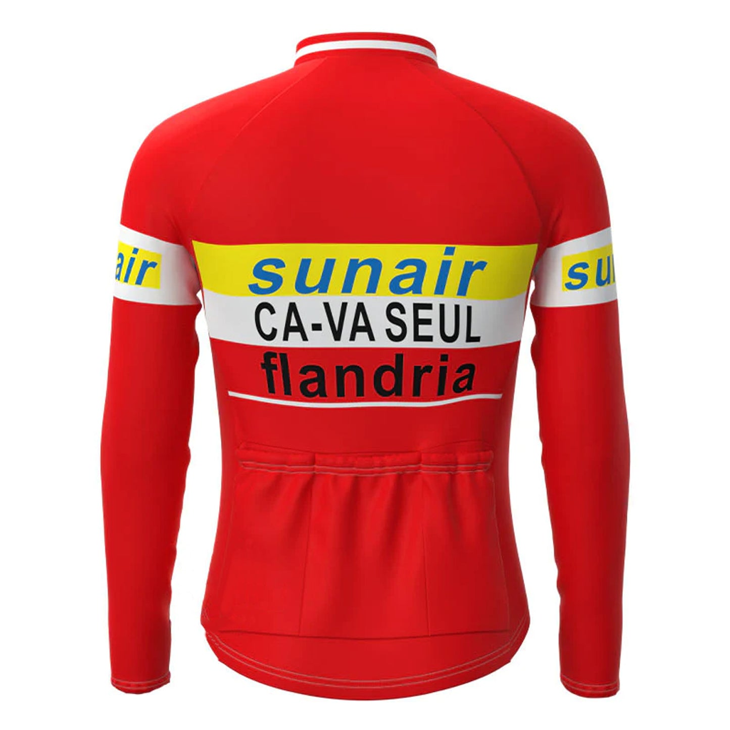Sunair CA-VA Seul Flandria Red Vintage Long Sleeve Cycling Jersey Top
