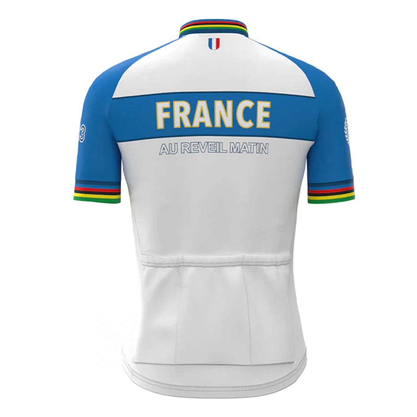 France Blue Vintage Short Sleeve Cycling Jersey Top