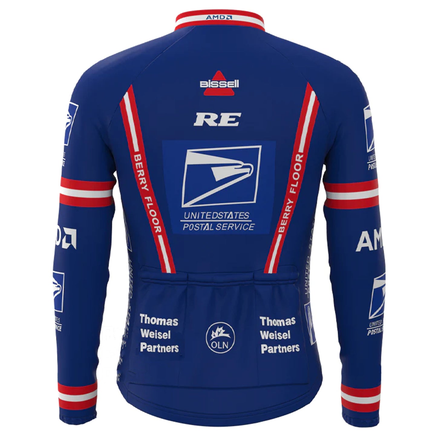 BISSELL Blue Vintage Long Sleeve Cycling Jersey Top