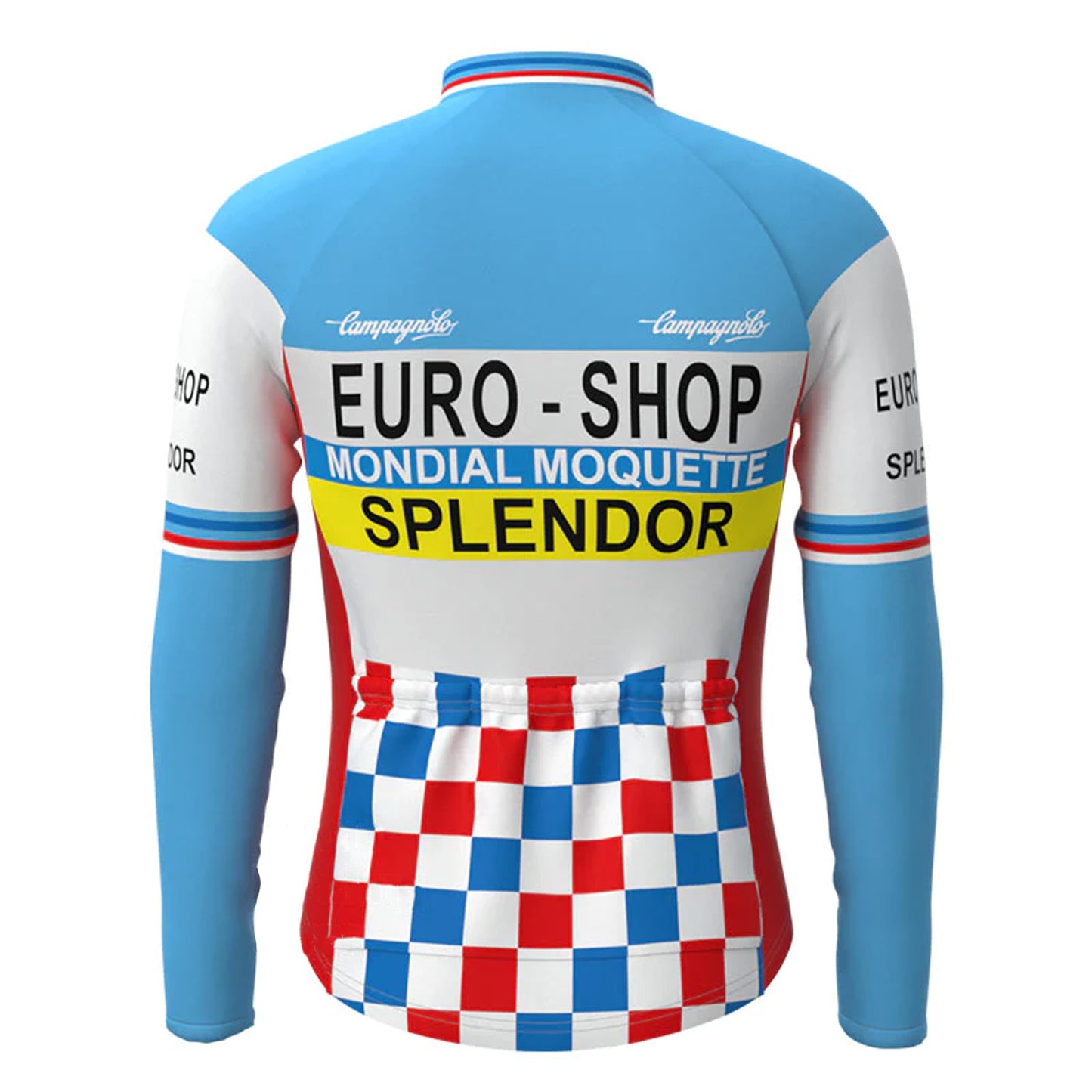 Euro Shop Splendor Blue Vintage Long Sleeve Cycling Jersey Top