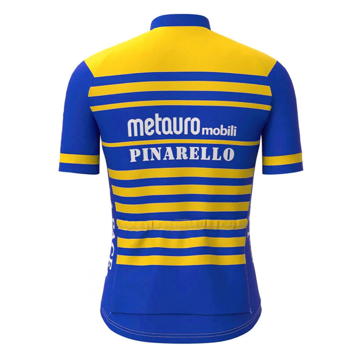 Metquro Mobili Pinarello Blue Yellow Vintage Short Sleeve Cycling Jersey Top