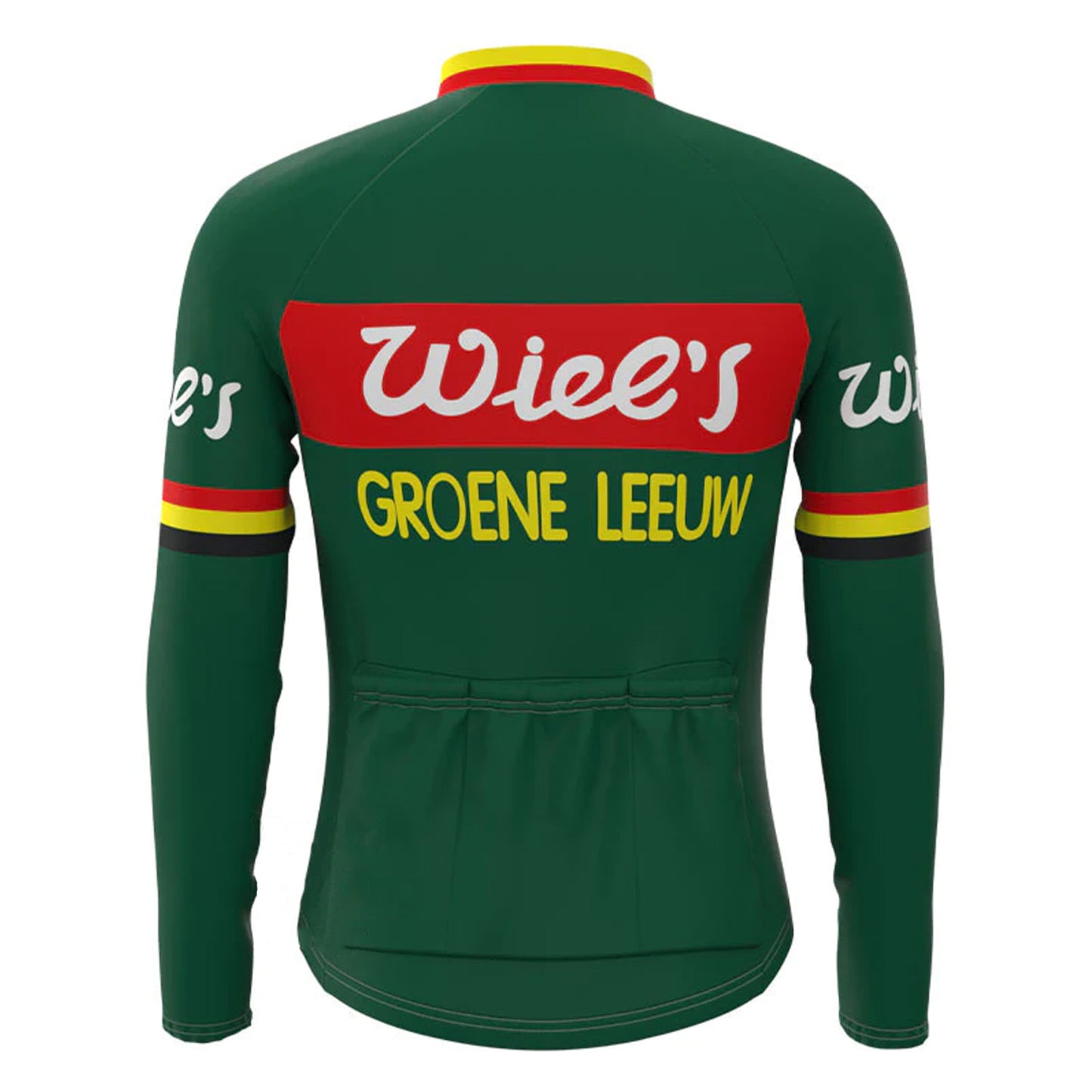 Wiee's Groene Leeuw Green Vintage Long Sleeve Cycling Jersey Top