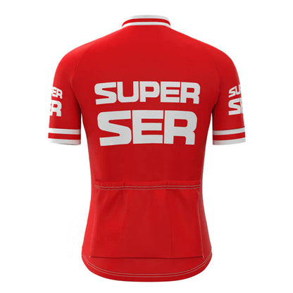 Super Ser Red Vintage Short Sleeve Cycling Jersey Top