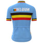 BELGIUM Blue Vintage Short Sleeve Cycling Jersey Top