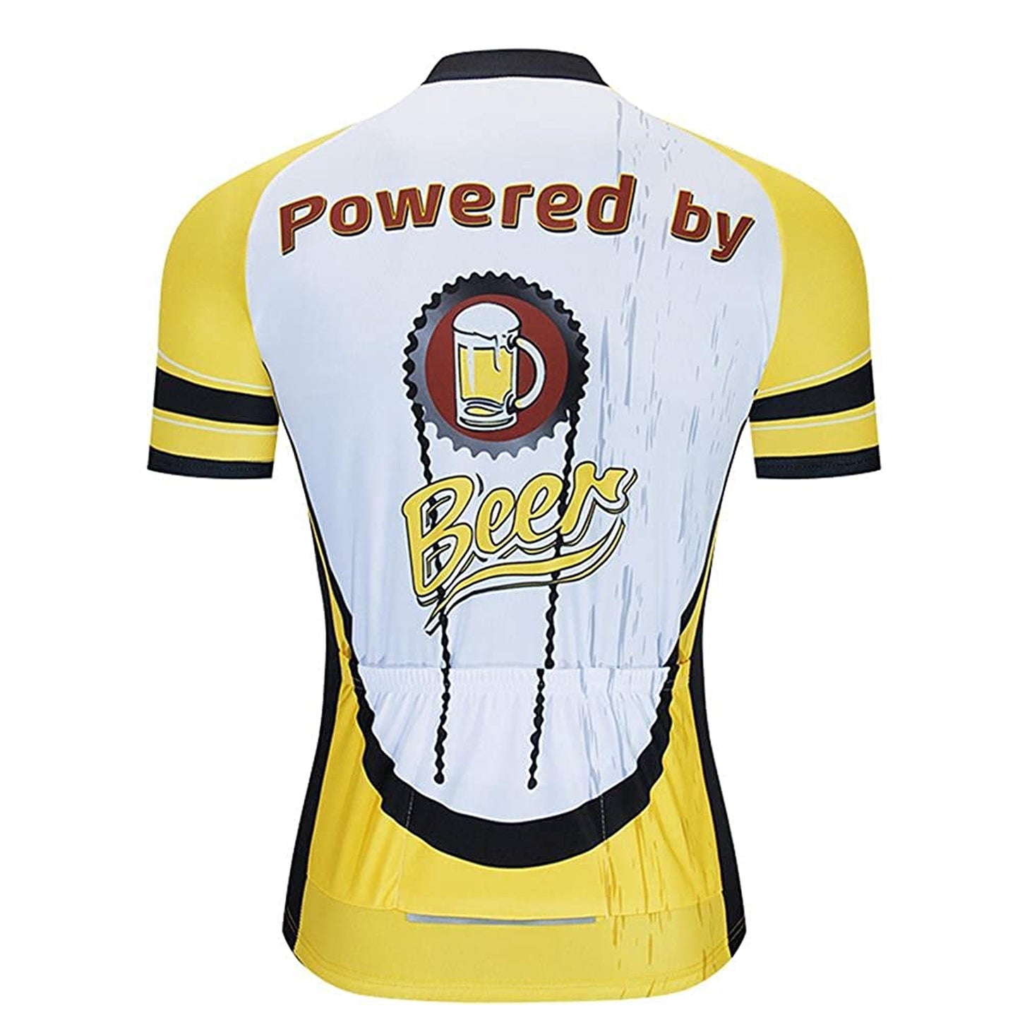 Powerd By Beer Men Funny MTB Short Sleeve Cycling Jersey Top