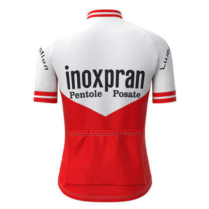 Inoxpran White Red Vintage Short Sleeve Cycling Jersey Top