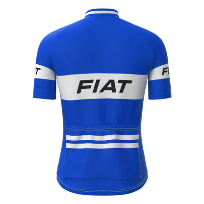 FIAT Blue Short Sleeve Vintage Cycling Jersey Top