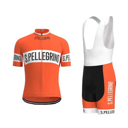 San Pellegrino Orange Vintage Short Sleeve Cycling Jersey Matching Set