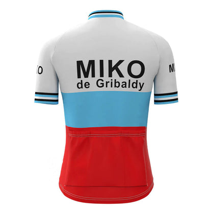 Miko de Gribaldy White Blue Red Vintage Short Sleeve Cycling Jersey Top