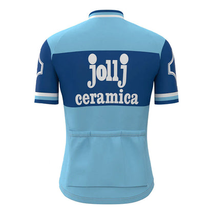 Jollj Ceramica Blue Vintage Short Sleeve Cycling Jersey Top